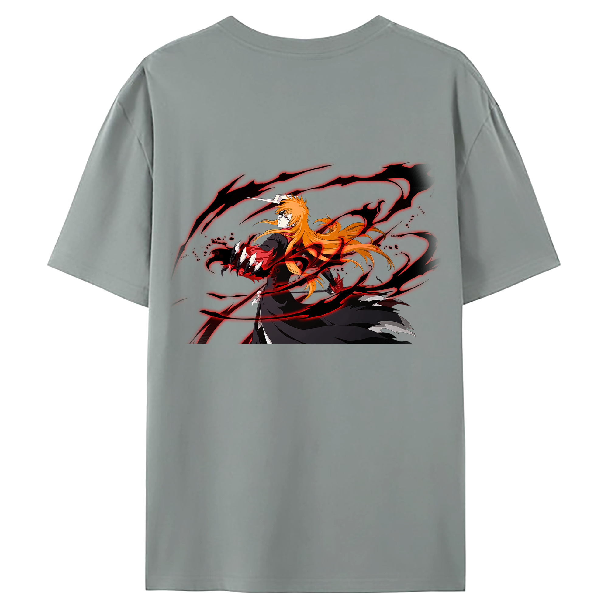 （画像用） ブリーチ 黒崎一護（くろさき いちご）BLEACH Kurosaki Ichigo 綿100％ メンズ半袖Tシャツ（バックプリント） 通気性